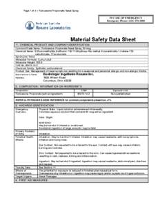Page 1 of 4 – Fluticasone Propionate Nasal Spray  IN CASE OF EMERGENCY Emergency Phone: ([removed]Material Safety Data Sheet