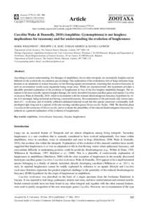 Caecilita Wake & Donnelly, 2010 (Amphibia: Gymnophiona) is not lungless: implications for taxonomy and for understanding the evolution of lunglessness