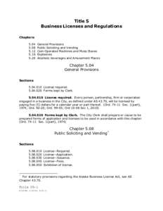 Title 5 Business Licenses and Regulations Chapters: [removed]
