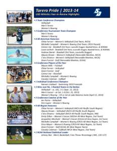 Torero Pride | [removed]USD Athletics Year-in-Review Highlights • 3 Team Conference Champions 	 Volleyball
