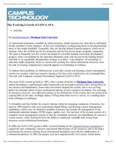 The Evolving Growth of LON-CAPA -- Campus Technology:51 PM The Evolving Growth of LON-CAPA