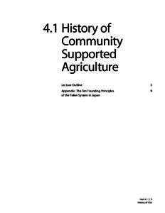 4.1 History of Community Supported Agriculture Lecture Outline