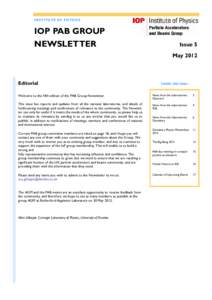 INSTITUTE OF PHYSICS  IOP PAB GROUP NEWSLETTER  Issue 5