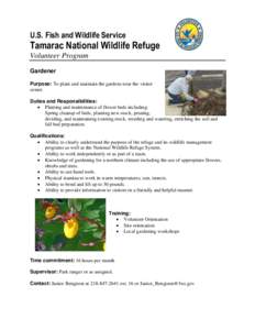 U.S. Fish and Wildlife Service  Tamarac National Wildlife Refuge Volunteer Program Gardener Purpose: To plant and maintain the gardens near the visitor