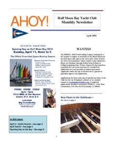 AHOY!  Half Moon Bay Yacht Club Monthly Newsletter