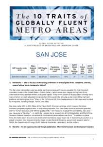 GLOBAL CITIES INITIA TIVE A JOINT PROJECT OF BROOKINGS AND JPMORGAN CHASE SAN JOSE GDP (country rank), 20121