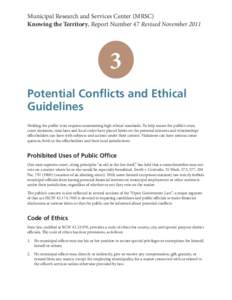 Municipal Research and Services Center (MRSC) Knowing the Territory, Report Number 47 Revised November[removed]Potential Conflicts and Ethical Guidelines
