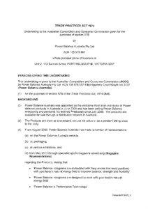 TRADE PRACTICES ACT 1974 Undeftaking to the Australian Competition and Consumer Commission given for the purposes of section 878