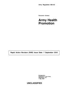 Army Regulation 600–63  Personnel—General Army Health Promotion