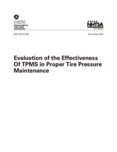 DOT HS[removed]November 2012 Evaluation of the Effectiveness Of TPMS in Proper Tire Pressure
