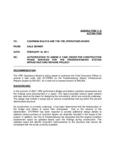 AGENDA ITEM 11-A ACTION ITEM TO:  CHAIRMAN BULOVA AND THE VRE OPERATIONS BOARD