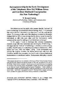 Entrepreneurshipin the Early Development of the Telephone:How Did William Orton and Gardiner Hubbard Conceptualize