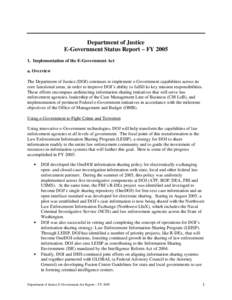 Department of Justice E-Government Status Report - FY 2005