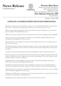 News Release www.premier.sa.gov.au Premier Mike Rann  Minister for Economic Development