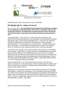 Changing Course in Global Agriculture  Nourish our People – Nurture our Planet Medienmitteilung zur SDG-Veranstaltung an der Universität Bern