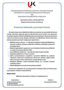 konferencja naukowa - Przestrzeń biblioteki, przestrzeń kultury