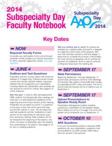 2014  Subspecialty Day Faculty Notebook Key Dates ➥ NOW