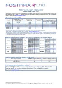 RECEPTION CAPACITY - FOS CAVAOU Date of issue: 9 July 2014 The information contained in this page is purely indicative. It is not legally binding and does not engage the responsibility of Fosmax LNG who reserves the righ