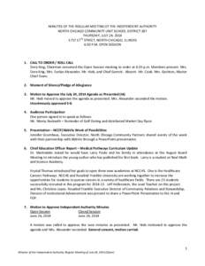 Minutes of the Regular Meeting of the Independent Authority North Chicago Community Unit School District 187, July 24, 2014