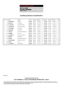 Qualifying Session Classification POS NO DRIVER  ENTRANT