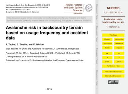 This discussion paper is/has been under review for the journal Natural Hazards and Earth System Sciences (NHESS). Please refer to the corresponding final paper in NHESS if available. Discussion Paper  Nat. Hazards Earth 