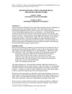 Neill, J. T., & Dias, K. LAdventure Education and Resilience: The Double-Edged Sword. Journal of Adventure Education and Outdoor Learning, 1(2), ADVENTURE EDUCATION AND RESILIENCE: THE DOUBLE-EDGED SWORD