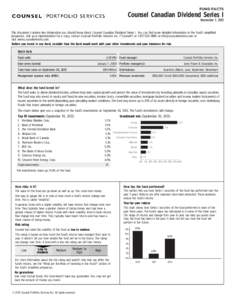 FUND FACTS  Counsel Canadian Dividend Series I November 1, 2013