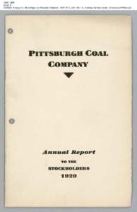 1929, 1929 Folder 8 CONSOL Energy Inc. Mine Maps and Records Collection, [removed], AIS[removed], Archives Service Center, University of Pittsburgh 1929, 1929 Folder 8