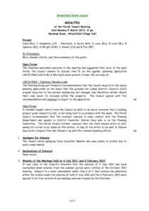 Wivelsfield Parish Council  MINUTES of the Parish Council Meeting held Monday 5 March 2012, 8 pm Renshaw Room, Wivelsfield Village Hall