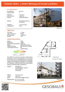 Pankower Gärten - 3 Zimmer-Wohnung mit Terrasse und BalkonG Gesamtfläche: Zimmeranzahl:  89,76 m²