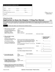 Application to have the Chapter 7 filing fee Waived