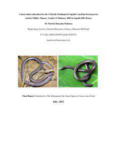 Microsoft Word - Malonza PK_Sagalla Caecilian_MBZ- Final Report-July 2012