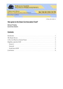 Parliament of Australia Department of Parliamentary Services Parliamentary Library Information, analysis and advice for the Parliament  BACKGROUND NOTE