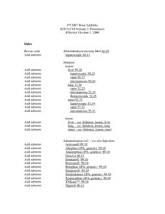 FY2007 Final Addenda ICD-9-CM Volume 3, Procedures Effective October 1, 2006 Index Revise code