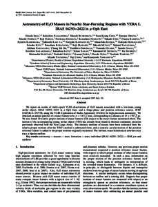 PASJ: Publ. Astron. Soc. Japan 59, 1107–1113, 2007 December 25 c[removed]Astronomical Society of Japan.  Astrometry of H2 O Masers in Nearby Star-Forming Regions with VERA I. IRAS 162932422 in  Oph East