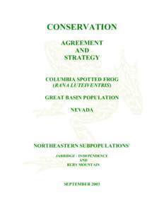 South Reese River Spotted Frog Conservation Agreement