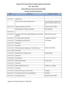 Regional Joint Sector Review Tentative Agenda and Schedule Feb - March 2015 Sector Efficiency Improvement Unit (SEIU) Ministry of Urban Development Day -1