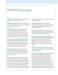 xi  CWNS Terminology CWNS: The Clean Watersheds Needs Survey. In this report, CWNS refers to the 2000 survey.