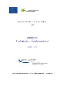 Opinion of the Scientific Committee on Consumer Products  on 3-methylamino-4-nitrophenoxyethanol (B58)