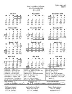 Board Approved[removed]CHITTENANGO CENTRAL SCHOOL CALENDAR[removed]