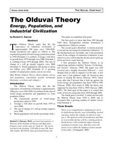 T HE S OCIAL C ONTRACT  Winter[removed]The Olduvai Theory Energy, Population, and