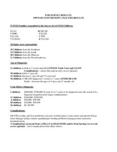 FOD SURVEY RESULTS: 1999 FOD COST BENEFIT ANALYSIS RESULTS 52 FOD Families responded to the Survey for 63 FOD Children: 2 GA2 1 HMG
