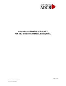 CUSTOMER COMPENSATION POLICY FOR ABU DHABI COMMERCIAL BANK (INDIA)
