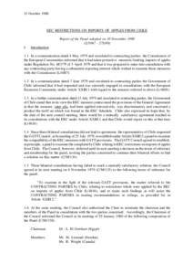 31 October[removed]EEC RESTRICTIONS ON IMPORTS OF APPLES FROM CHILE Report of the Panel adopted on 10 November[removed]L[removed]27S/98) I.