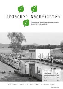 Lindacher Nachrichten Lokalblatt der Einwohnergemeinde Kirchlindach 34. Jg. | Nr. 3 | 29. Juni 2012 Aus dem Inhalt