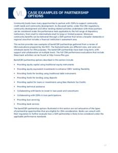 Financial institutions / Financial services / Economy of the United States / Finance / Development / Community Reinvestment Act / Community Development Financial Institutions Fund / Urban Partnership Bank / Savings and loan association / Community development / Ethical banking / Community development financial institution