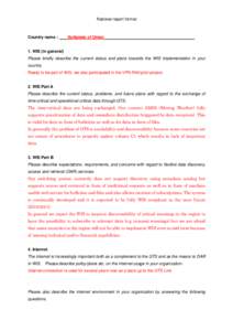 National report format  Country name： Sultanate of Oman