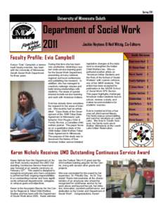 Spring[removed]University of Minnesota Duluth Department of Social Work Jackie Heytens & Neil Witzig, Co-Editors