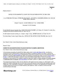 Belton v. GE Capital Consumer Lending, Inc. (In re Belton), No. Chapter 7, 2014 BL[removed]Bankr. S.D.N.Y. Nov. 10, 2014), Court  * Pagination BL