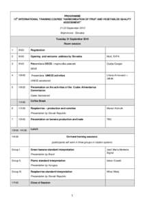 PROGRAMME th 15 INTERNATIONAL TRAINING COURSE 